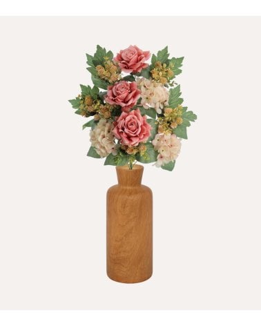 Palma Decorativa Hortensias y Rosas de Poliéster y Plástico