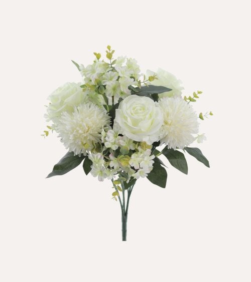 Ramo Decorativo Rosas y Crisantemos de Plástico y Poliéster