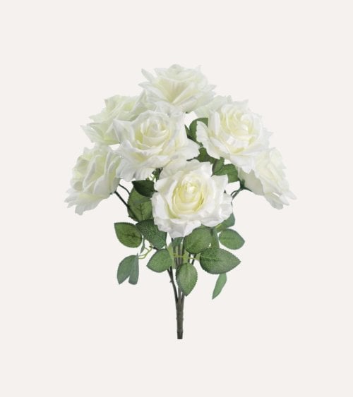 Ramo Decorativo Rosas y Hojas de Rosal de Plástico y Poliéster