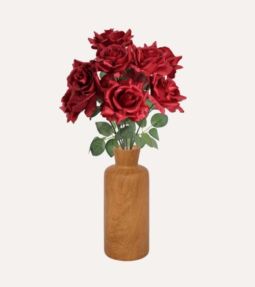 Ramo Decorativo Rosas y Hojas de Rosal de Plástico y Poliéster