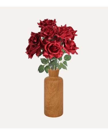 Ramo Decorativo Rosas y Hojas de Rosal de Plástico y Poliéster
