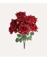 Ramo Decorativo Rosas y Hojas de Rosal de Plástico y Poliéster