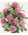 Palma Decorativa Rosas y Hojas de Rosal de Poliéster y Plástico