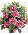 Palma Decorativa Rosas y Hojas de Rosal de Poliéster y Plástico