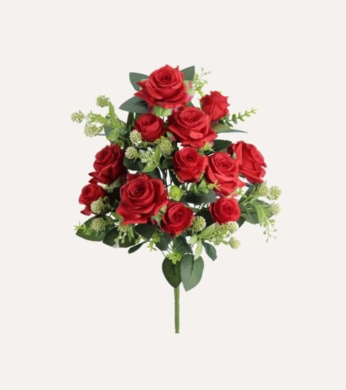 Palma Decorativa Rosas y Racimos Redondos