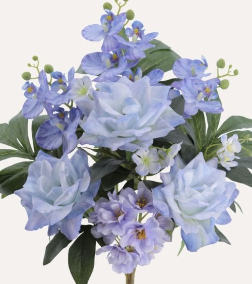 Palma Decorativa Rosas y Orquídeas de Poliéster y Plástico