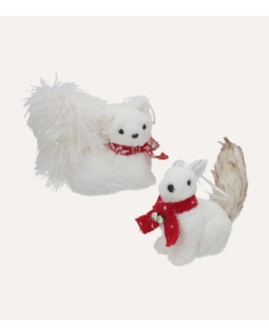 Colgante Ardilla Nevada con Bufanda para Árbol Navideño