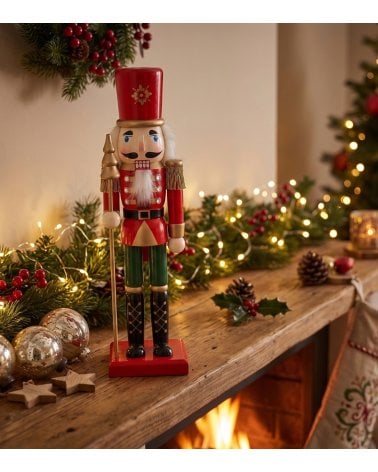 Figura Decorativa Soldadito Navideño Kaly Alto de Madera