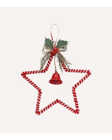 Colgante Estrella con Muérdago y Campana para Árbol Navideño