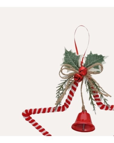 Colgante Estrella con Muérdago y Campana para Árbol Navideño
