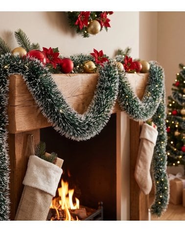 Boa Espumillón con Puntas Nevadas para Decoración Navideña