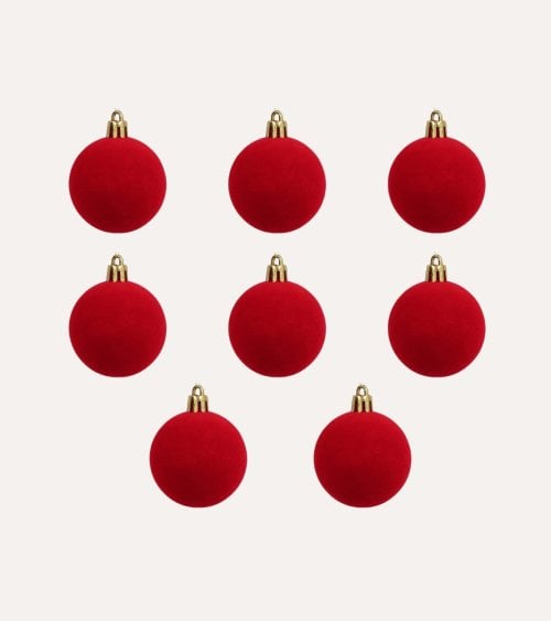 Set de 8 Bolas con Terciopelo para Árbol