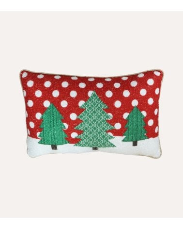 Cojín Decorativo con Árboles Navideños de Poliéster