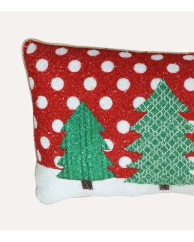Cojín Decorativo con Árboles Navideños de Poliéster