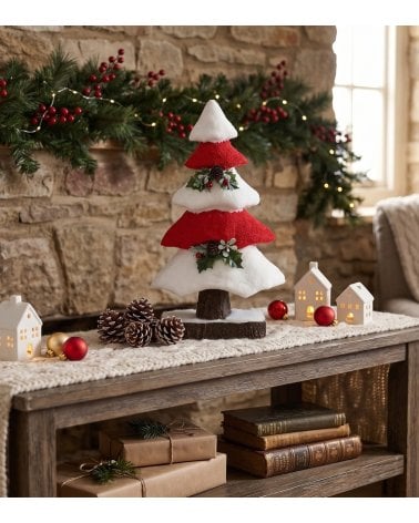 Figura Decorativa Mini Árbol Navideño Zaryh de Madera y Fieltro