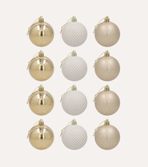 Set de 12 Bolas Brillantes y Rugosas para Árbol
