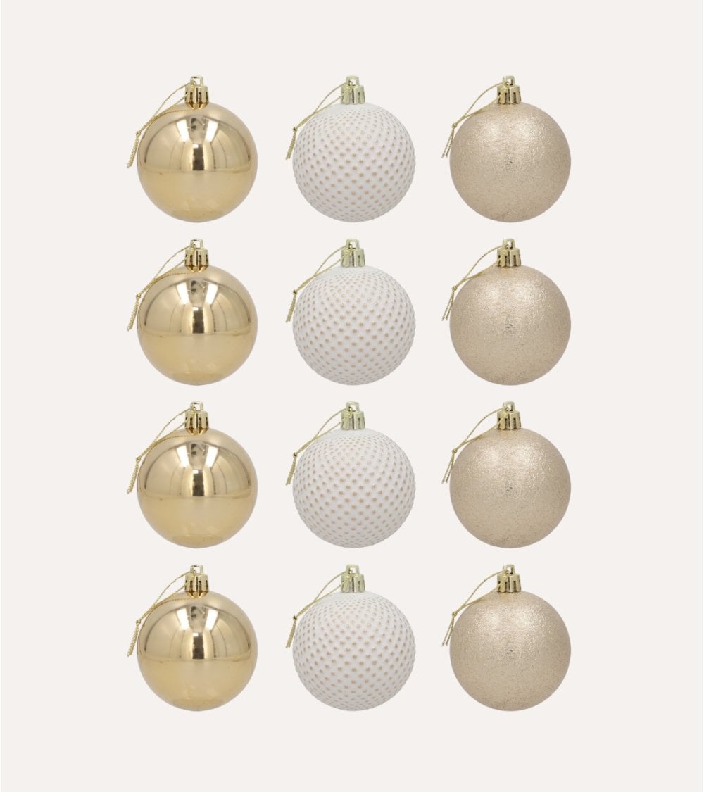 Set de 12 Bolas Brillantes y Rugosas para Árbol