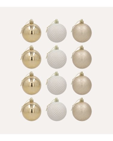Set de 12 Bolas Brillantes y Rugosas para Árbol