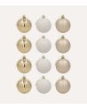 Set de 12 Bolas Brillantes y Rugosas para Árbol