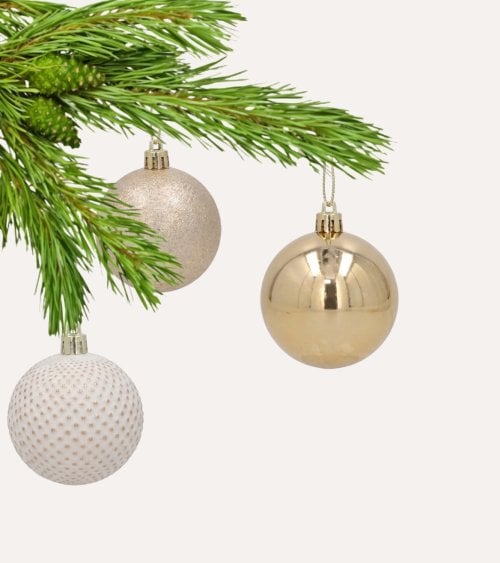 Set de 12 Bolas Brillantes y Rugosas para Árbol