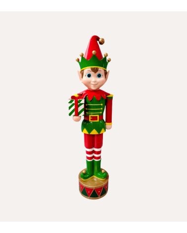 Figura Decorativa Elfo con Regalo Navideño de Poliresina
