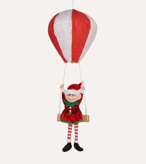 Figura Decorativa Colgante de Elfo Navideño en Globo
