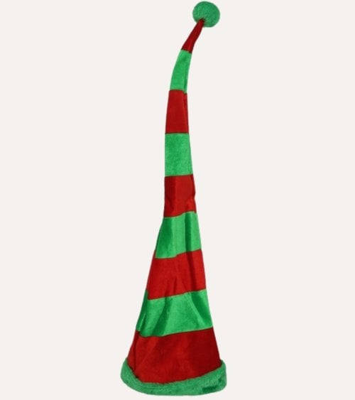 Gorro de Elfo Navideño con Rayas de Tejido