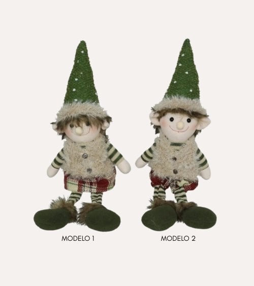 Figura Decorativa de Elfo Elvar Navideño Sentado