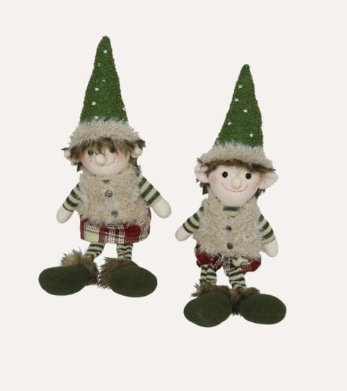 Figura Decorativa de Elfo Elvar Navideño Sentado