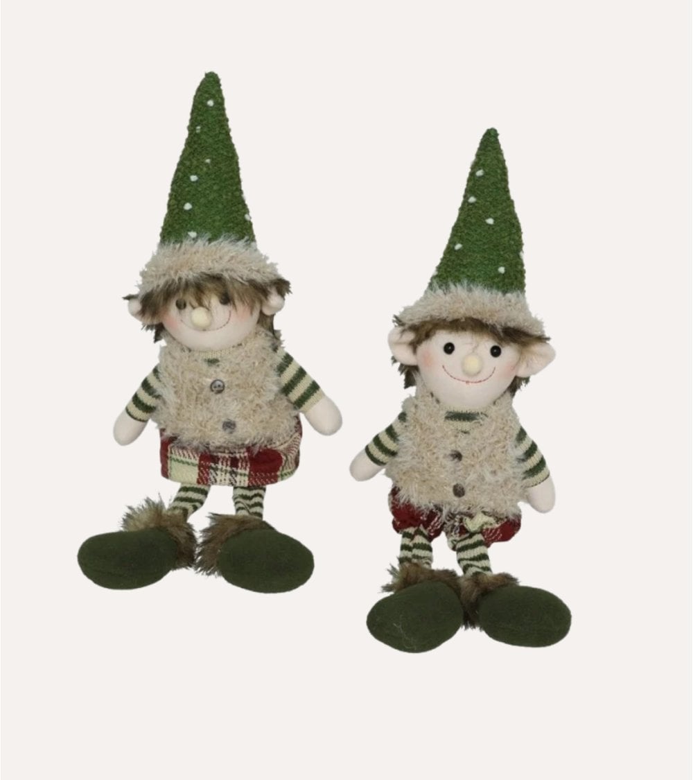 Figura Decorativa de Elfo Elvar Navideño Sentado