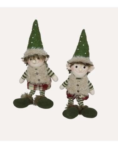 Figura Decorativa de Elfo Elvar Navideño Sentado