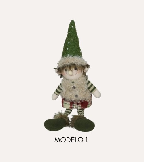 Figura Decorativa de Elfo Elvar Navideño Sentado