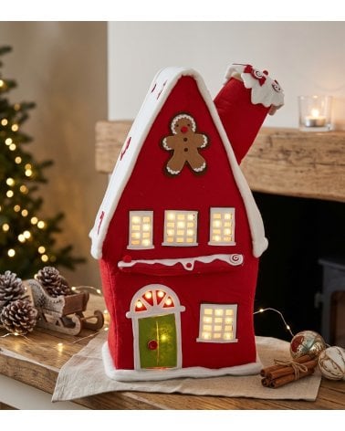 Figura Decorativa Casita de Jengibre Plegable con Luz