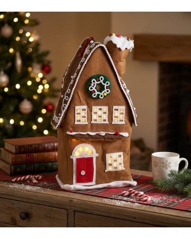 Figura Decorativa Casita de Jengibre Plegable con Luz