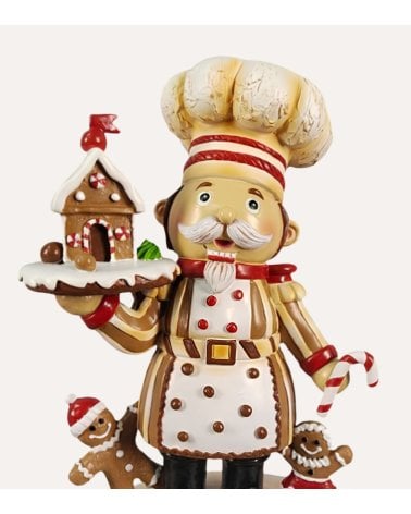 Figura Decorativa Cocinero Navideño con Bandeja