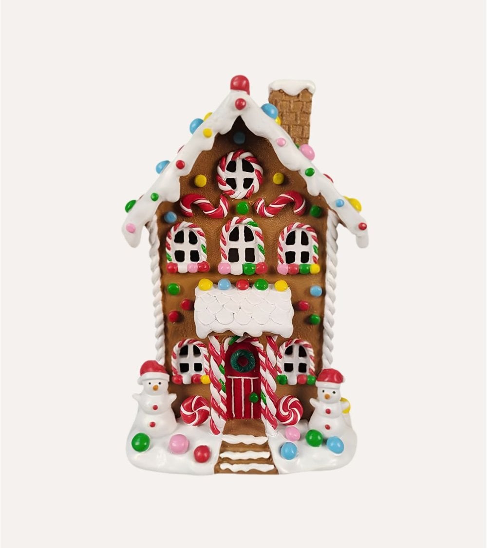 Figura Decorativa de Casa de Jengibre Navideña con Dulces