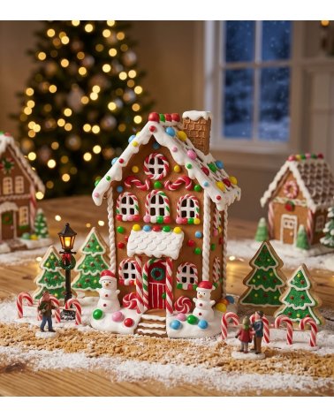 Figura Decorativa de Casa de Jengibre Navideña con Dulces
