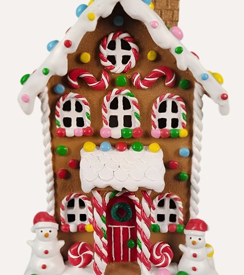 Figura Decorativa de Casa de Jengibre Navideña con Dulces
