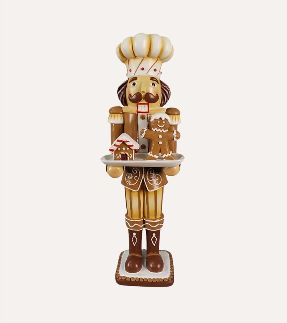 Figura Decorativa de Soldado Navideño con Bandeja