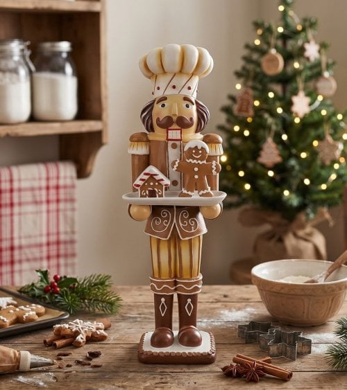Figura Decorativa de Soldado Navideño con Bandeja