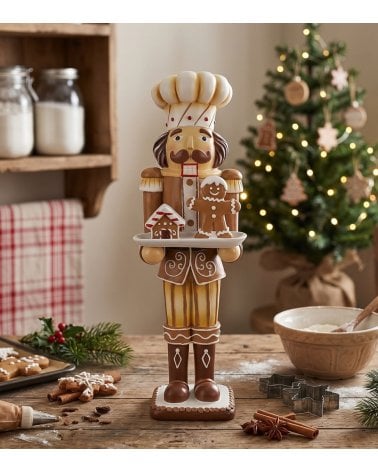 Figura Decorativa de Soldado Navideño con Bandeja