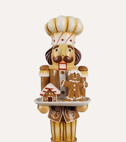 Figura Decorativa de Soldado Navideño con Bandeja