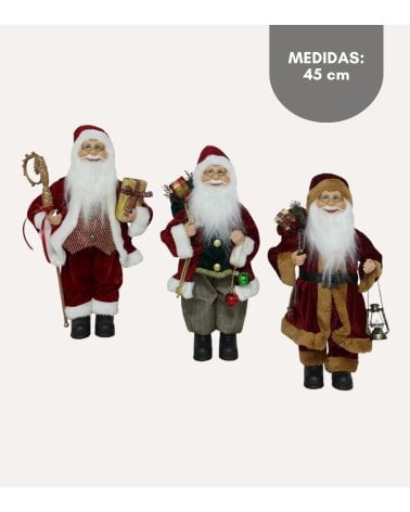 Figura Decorativa Papá Noel Tradicional con Regalos