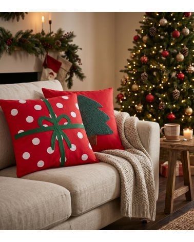 Cojín Decorativo Regalo Navideño con Puntos de Poliéster