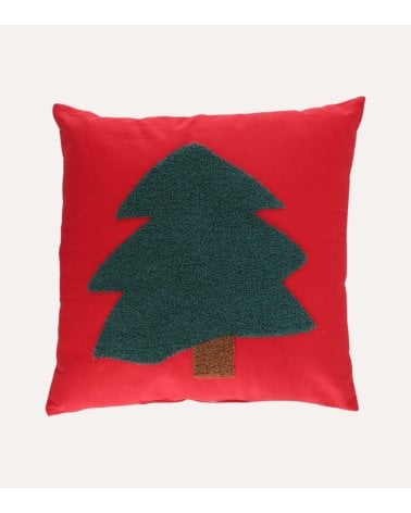 Cojín Decorativo Árbol Navideño Estilo Tufting de Poliéster