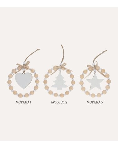 Colgante Adorno de Cuentas de Madera para Árbol Navideño