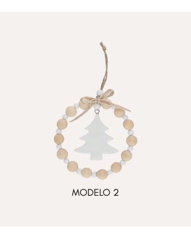 Colgante Adorno de Cuentas de Madera para Árbol Navideño