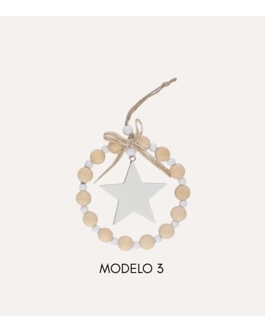 Colgante Adorno de Cuentas de Madera para Árbol Navideño