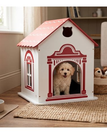 Casa de Mascota Navideña de Madera