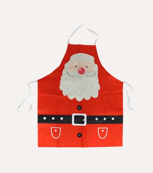 Delantal de Papa Noel con Cinturón Navideño de Poliéster
